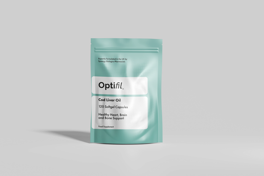 Optifil Cod Liver Oil 120 Softgel Capsules for Healthy Heart, Brain and Bone Support