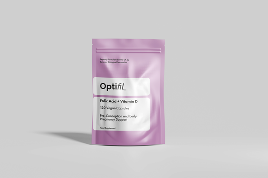 Optifil Folic Acid + Vitamin D 120 Vegan Capsules for Pre-Conception and Early Pregnancy Support