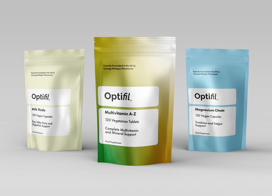 Optifil Student Bundle - Milk Thistle 120 Vegan Capsules for Pre/After Party And Digestion Support - Multivitamin A-Z 120 Vegetarial Capsules for Complete Multivitamin and Mineral Support - Magnesium Citrate 120 Capsules for Tiredness and Fatigue support