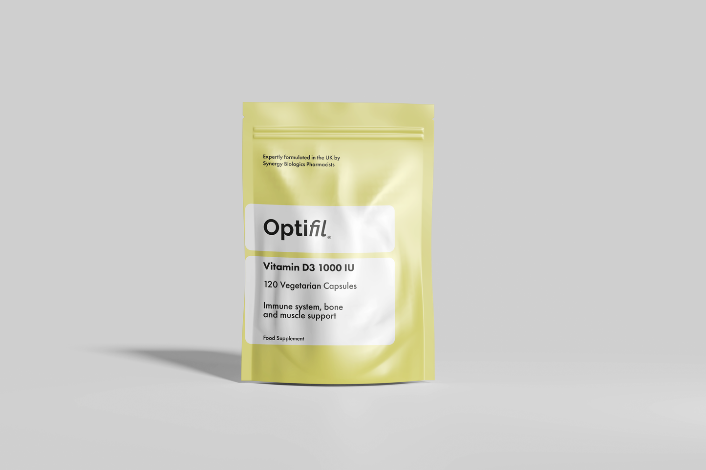 Optifil Vitamin D3 1000 IU 120 Vegetarian Capsules for Immune System, Bone and Muscle Support