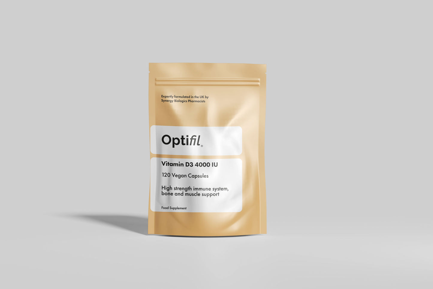 Optifil Vitamin D3 4000 IU 120 Vegan Capsules for High Strength Immune System, Bone and Muscle Support