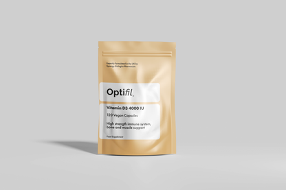Optifil Vitamin D3 4000 IU 120 Vegan Capsules for High Strength Immune System, Bone and Muscle Support