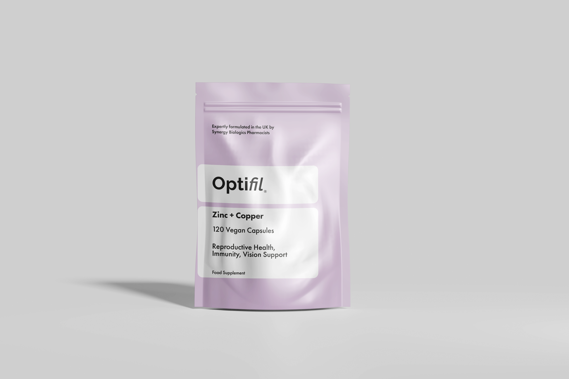 Optifil Zinc + Copper 120 Vegan Capsules for Reproductive Health, Immunity and Vision Support