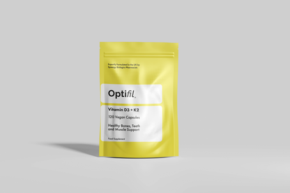Optifil Vitamin D3 + K2 120 Vegan Capsules for Healthy Bones, Teeth and Muscle Support